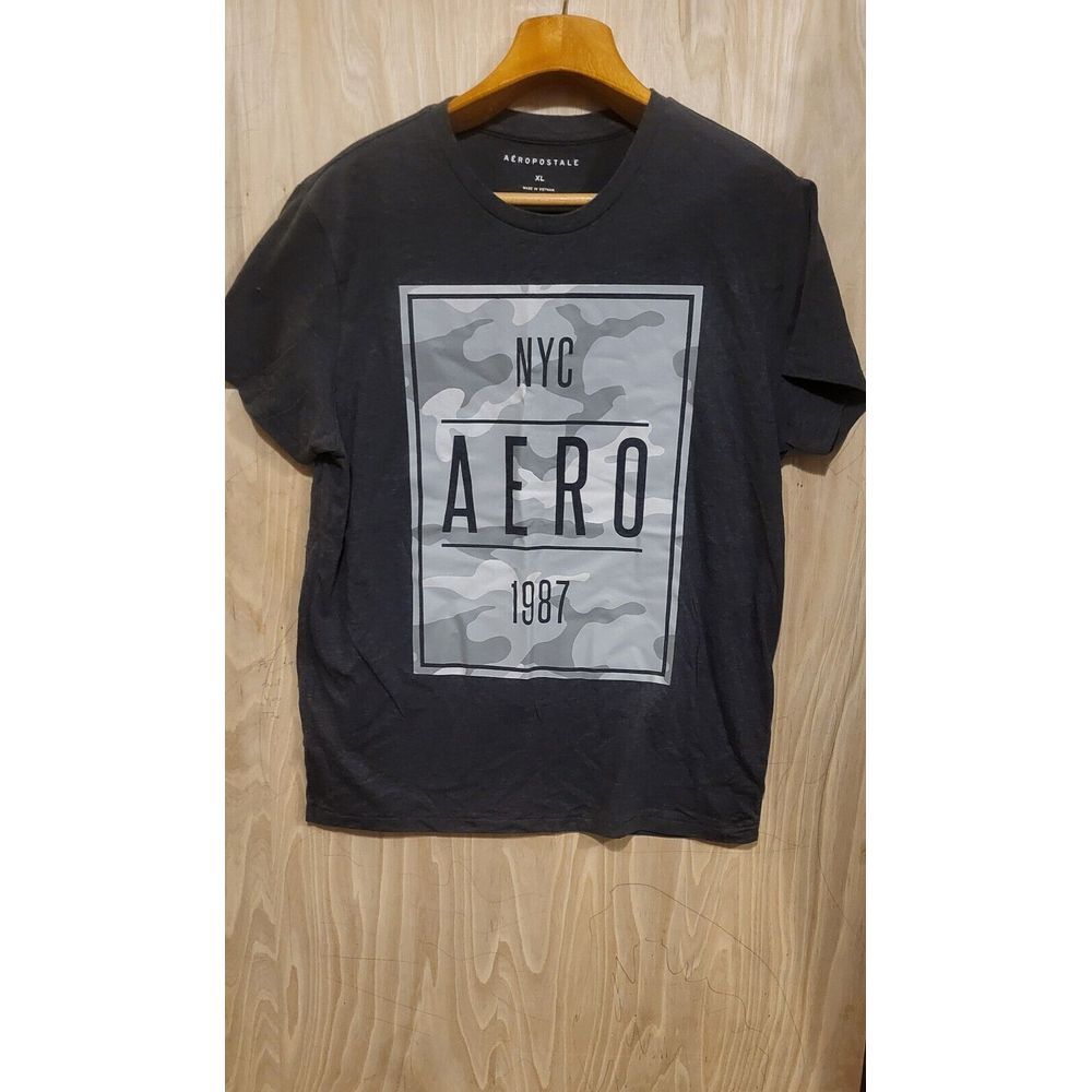Aeropostale NYC 1987 Aero‎ Black & Camo  T-Shirt Mens size XL